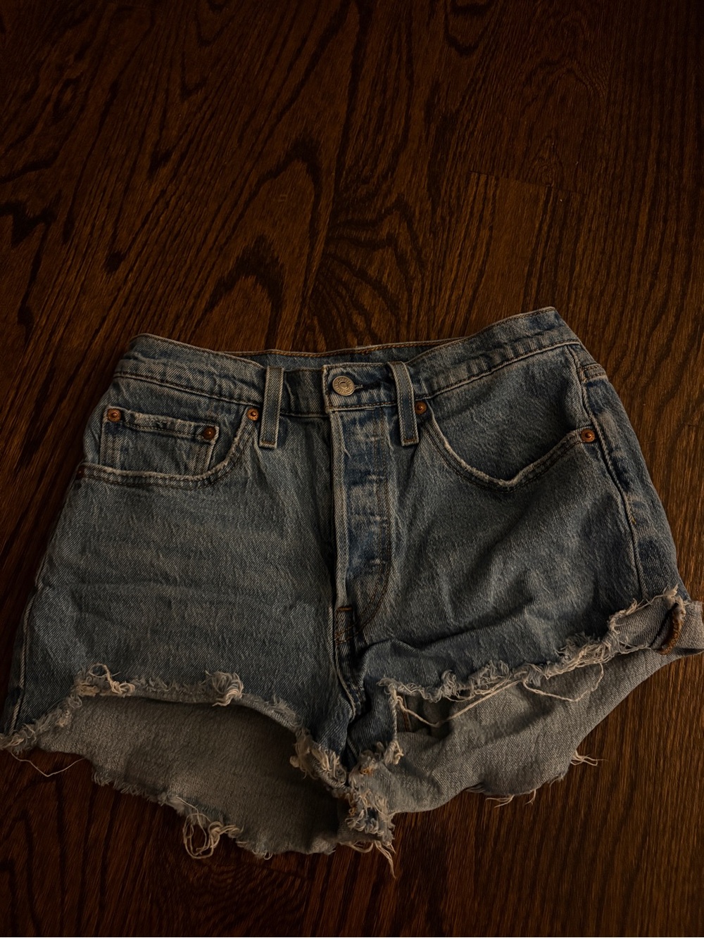 Levi's Light Blue Distressed Denim Cutoff Shorts